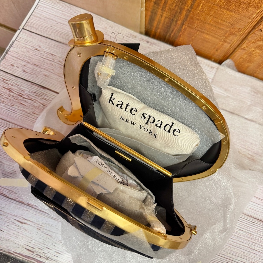 Kate Spade Ellie Striped 3d Elephant Metallic Crossbody & Clutch Bag - Picture 12 of 14